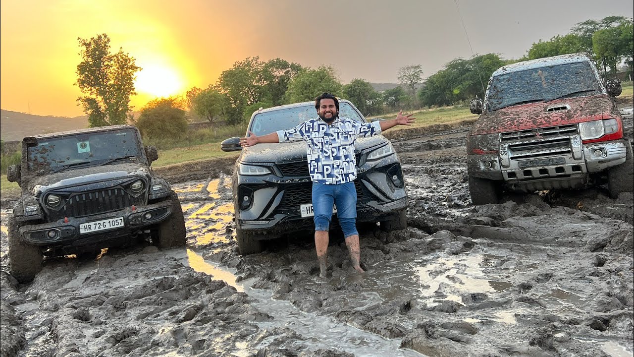 THAR,FORTUNER,PAJERO full  blast off-roading in खेत🔥।देखो किसमे कितनी ताक़त😍।