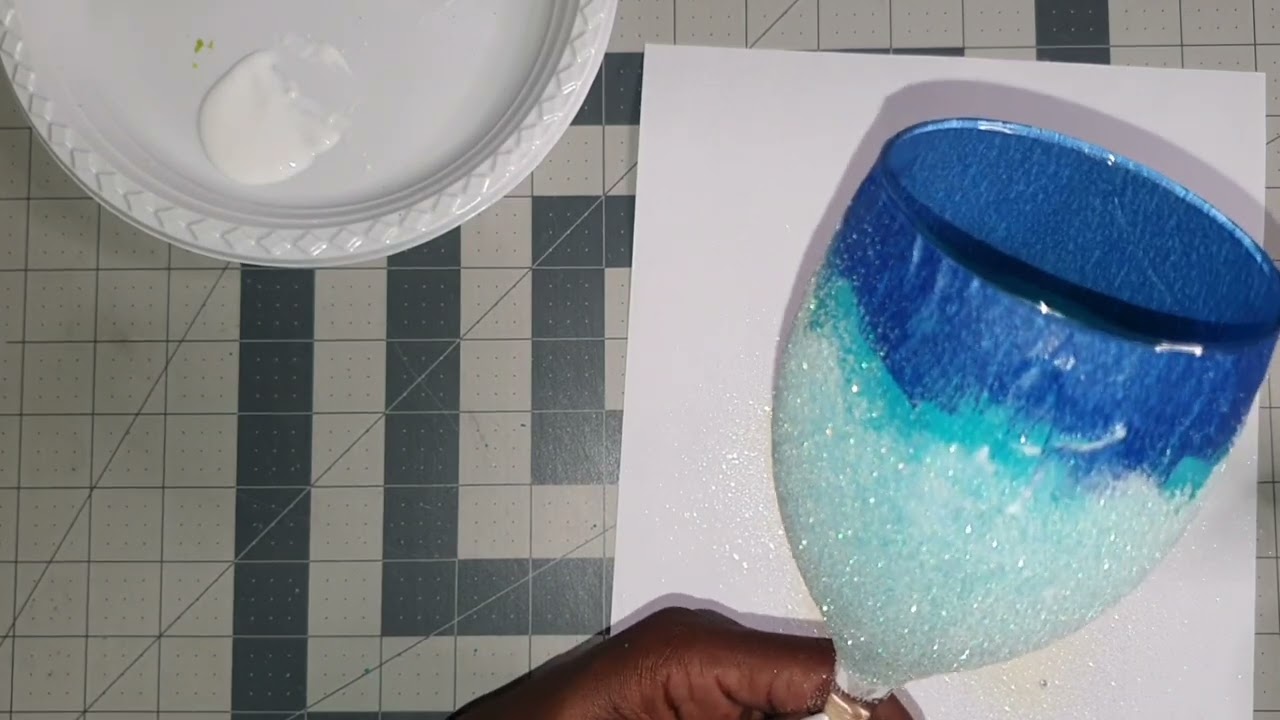 Glitter Wine Glass Using Acrylic Paint and Glitter || Vinyl & Gem Stones