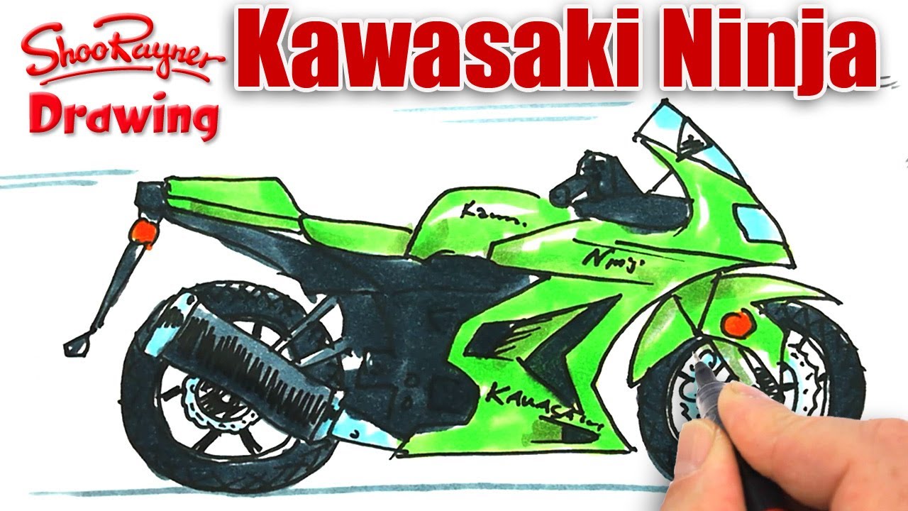 Как нарисовать мотоцикл Kawasaki Ninja
