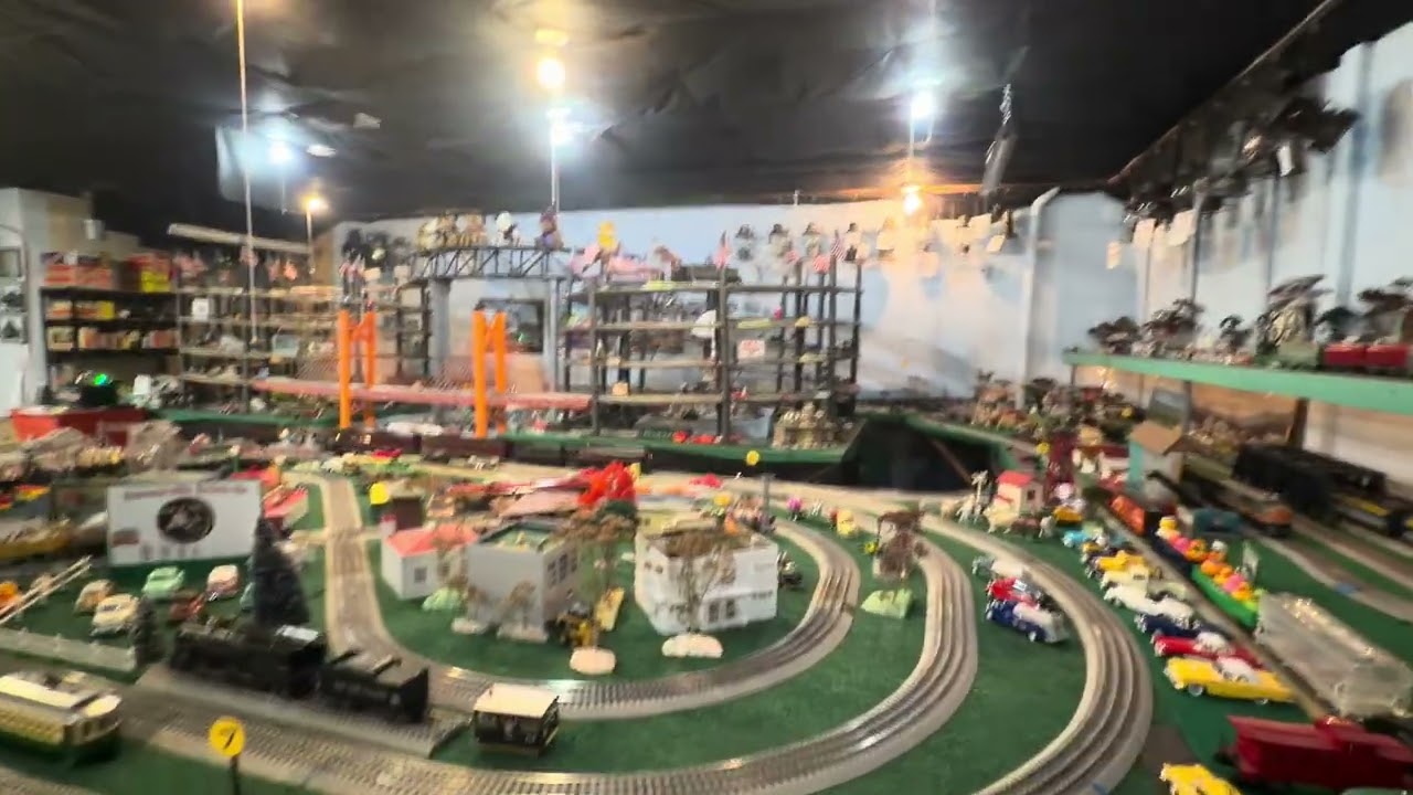 My friends O-￼Guage trains running around 