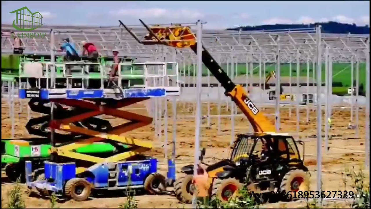 Venlo type glass greenhouse construction video