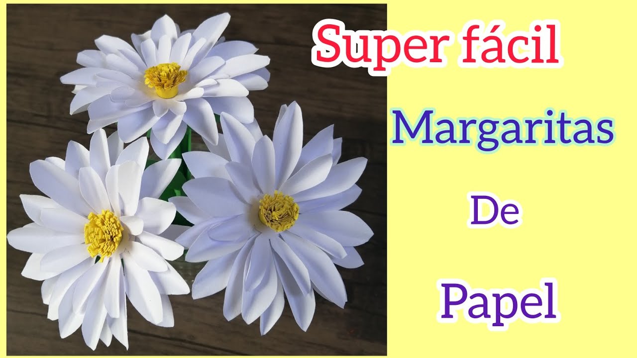 como hacer flores de papel/paper Daisy flower/flores margaritas de papel/crafts/manualidades