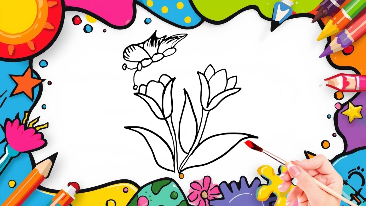 How To Draw cute Flower Bees  Drawing, Painting & Coloring For Kids and Toddlers_🌈🎨 🐋