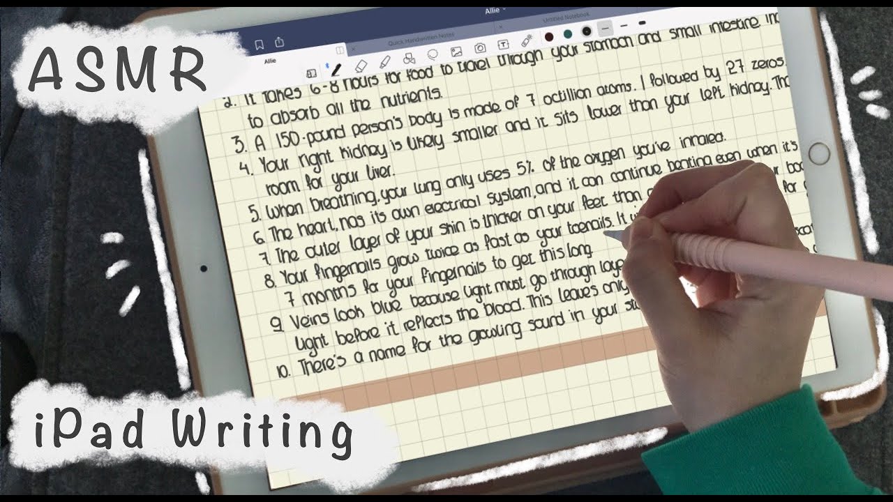 🤍 ASMR - 📓🖊Writing down stuff about the Human Anatomy - iPad Writing Sounds & Whispering