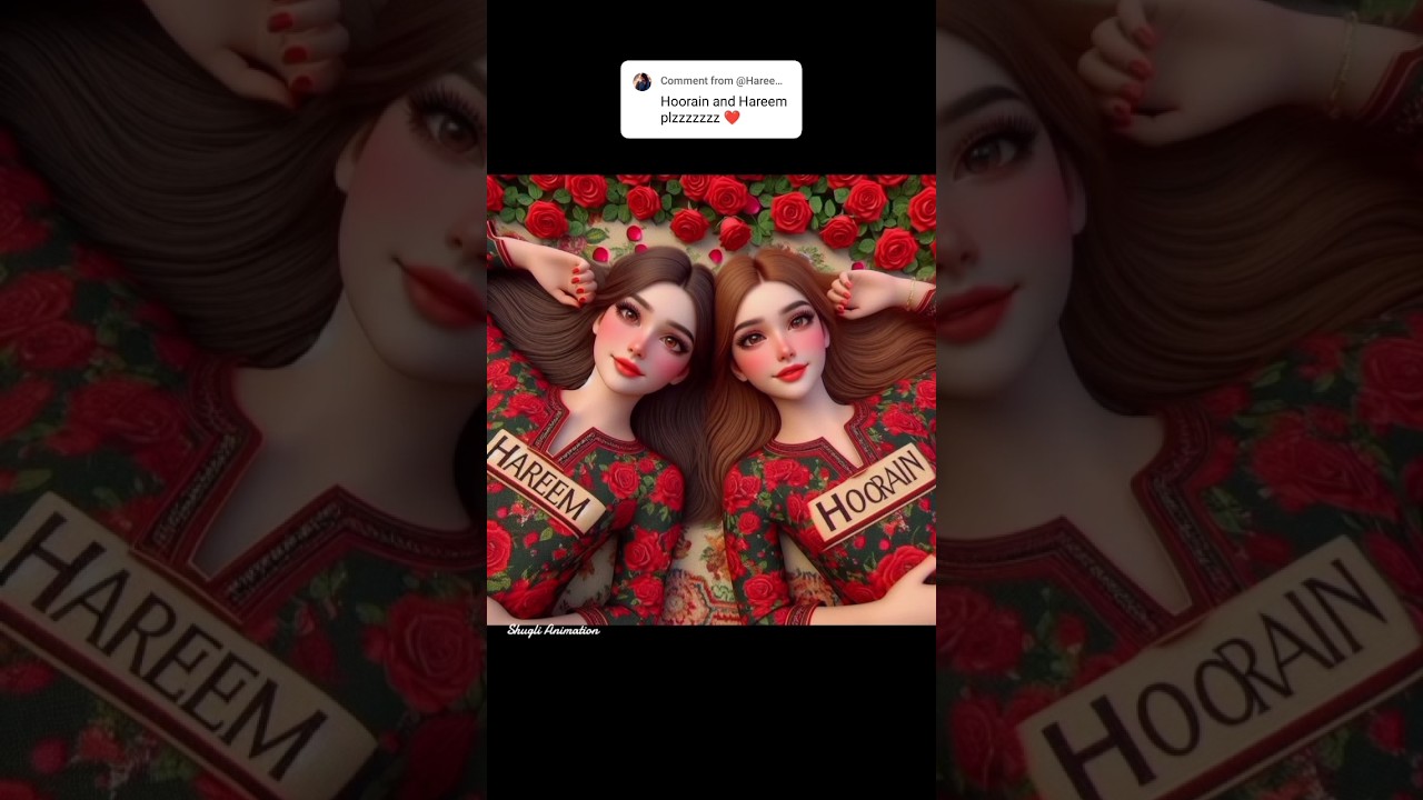 Hareem Hoorain names request Done |apny naam ki video banwany k liye comment krein #shuglianimation