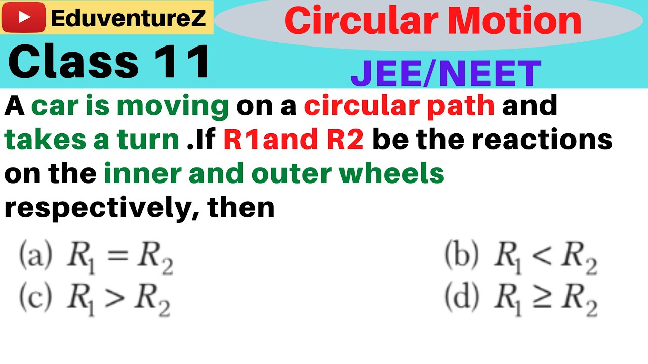 A car is moving on a circular path and takes a turn .If R1and R2be the reactions on the inner and ou