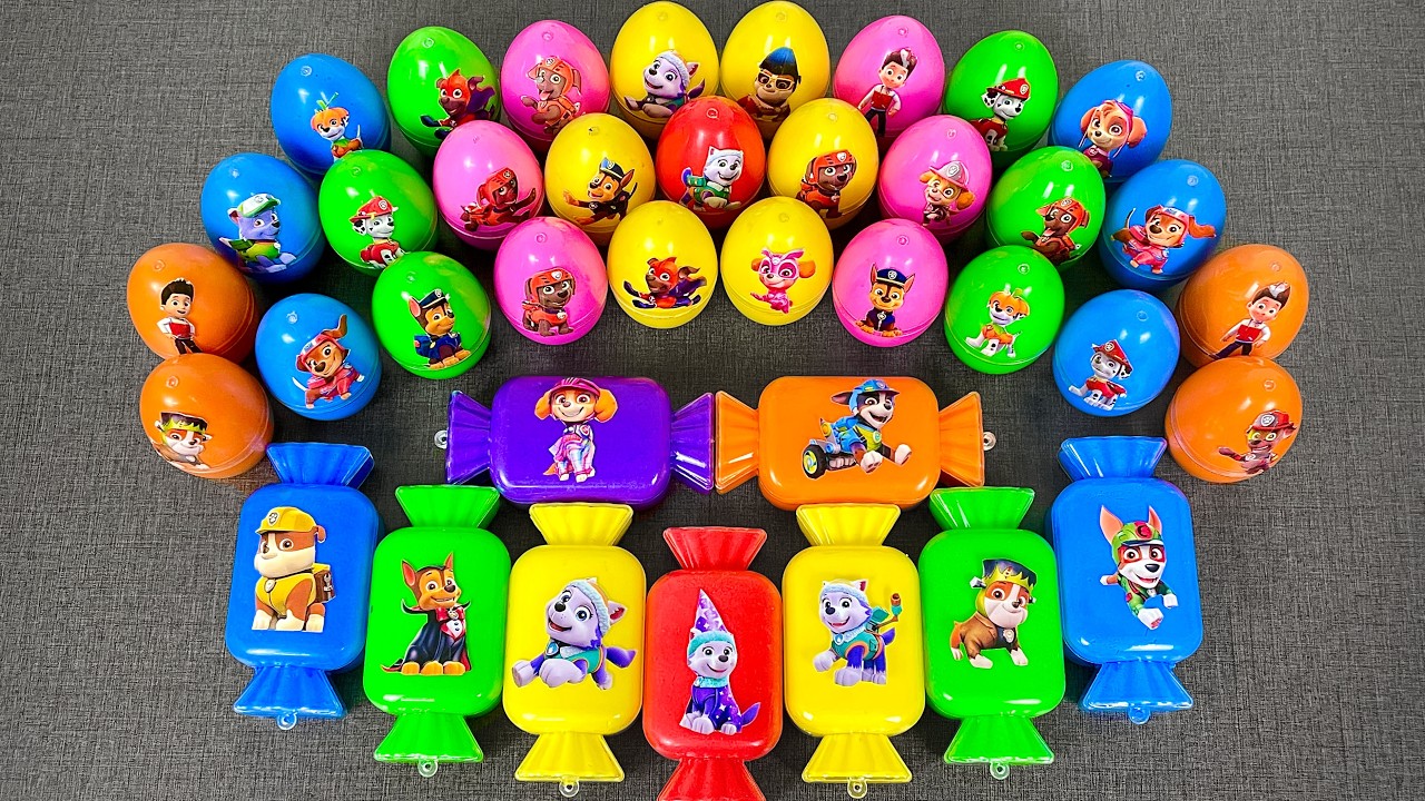 PAW Patrol Egg Slime ASMR 🥚🐕 Chase, Marshall, Skye | Clay Slime Stickers Candy