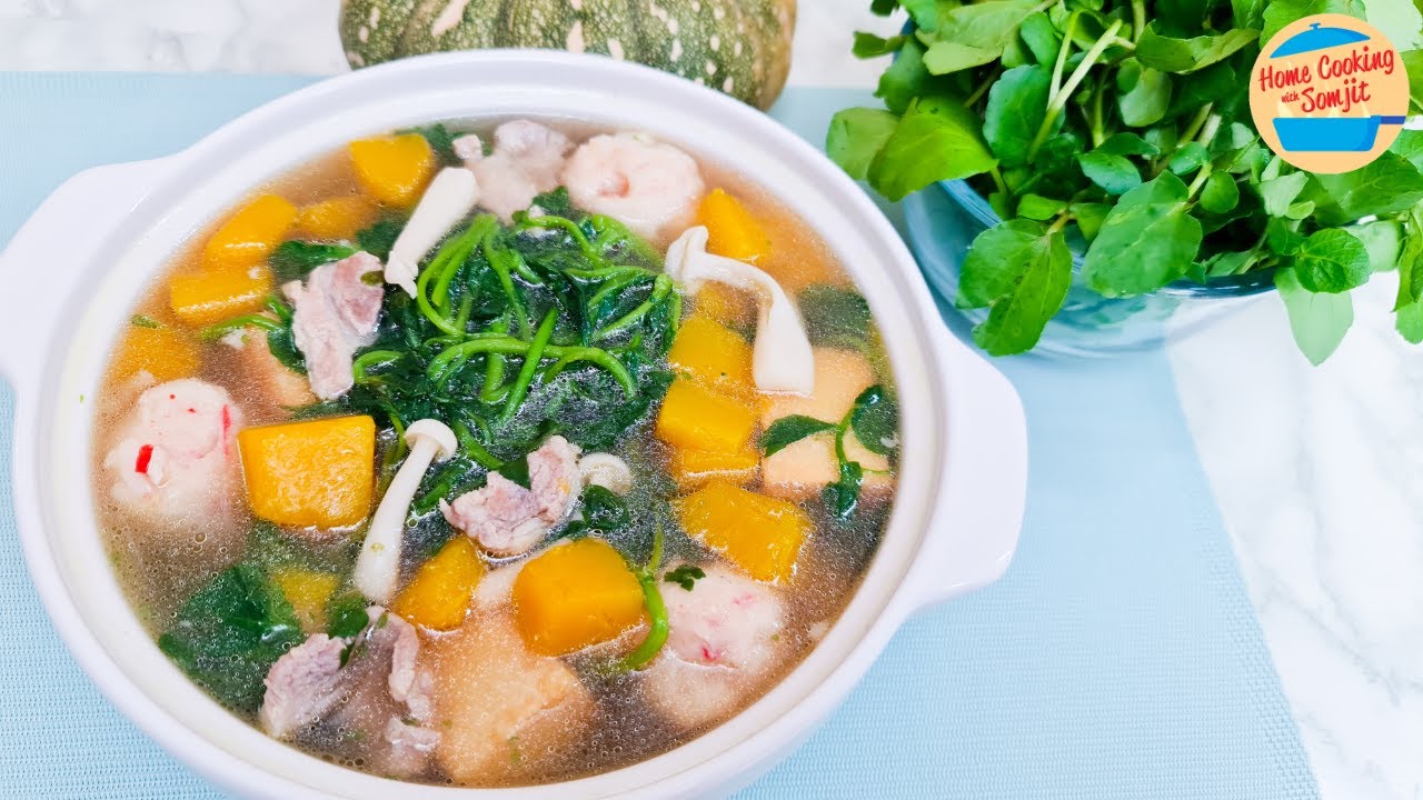 Clear Pumpkin Soup with Watercress