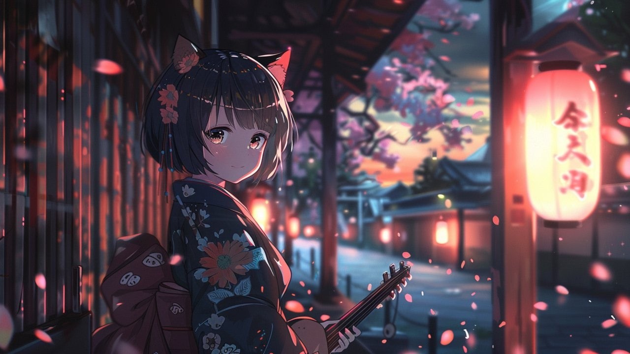【Japanese Anime LoFI ZEN BGM】Kyoto Night Focus – Shamisen & Koto Study Music