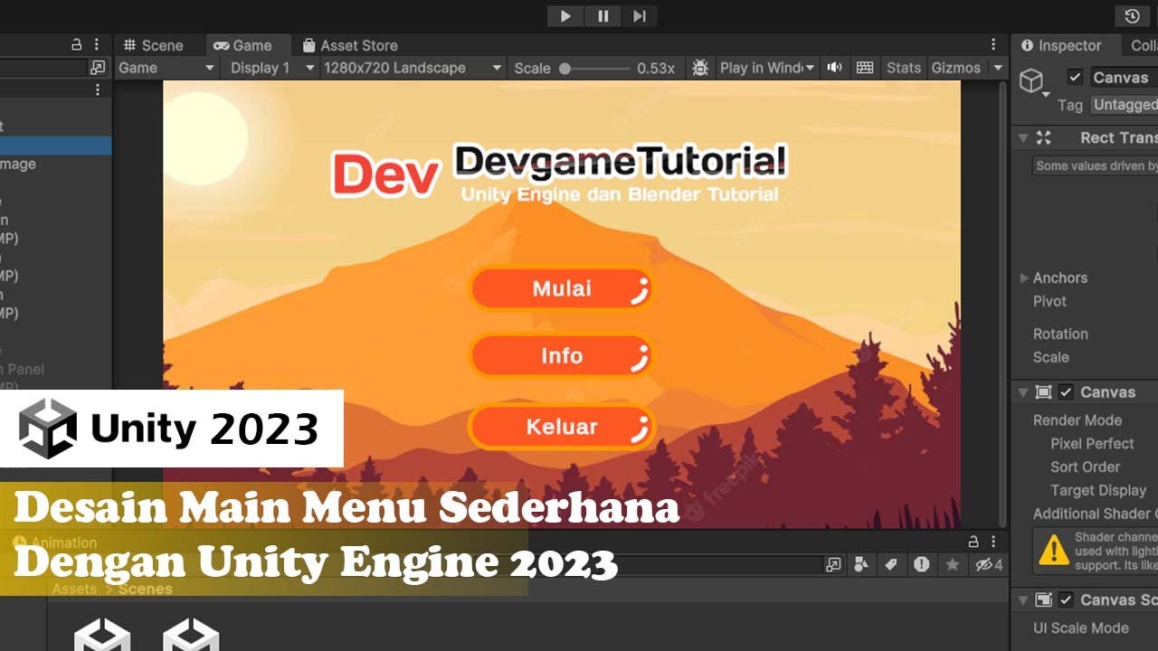 Membuat Main Menu Sederhana Dengan Unity 2023 | Devgame Tutorial