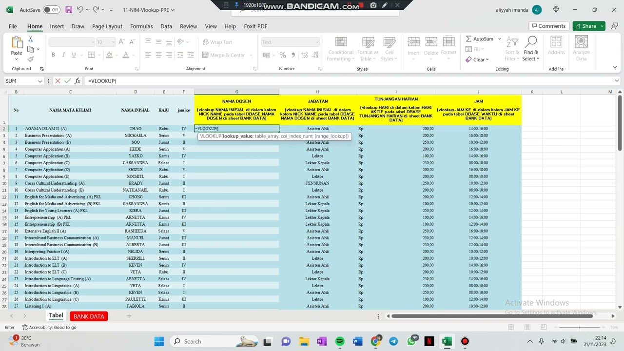 TUGAS APKOM | EXCEL VLOOKUP