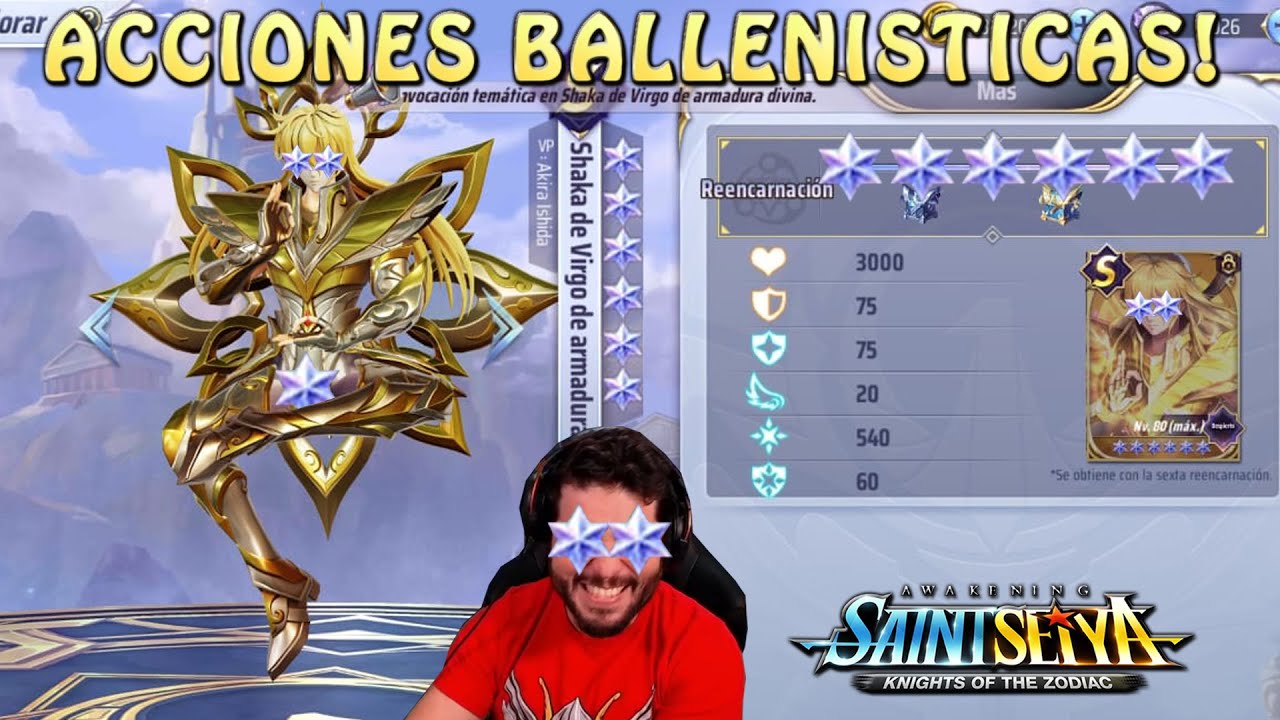 ACCIONES BALLENISTICAS CON EVELIO! SHAKA FULL REENCARNACION! Saint Seiya Awakening KOTZ