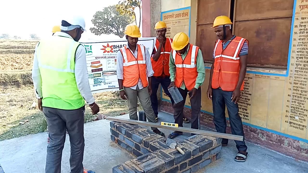 Flemish (T) bond Rural mason (PMAY-G) training by Bhaskar Foundation jharkhand