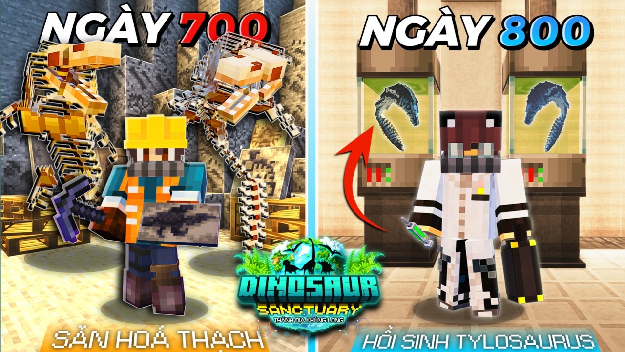 800 NGÀY XÂY DỰNG KHU BẢO TỒN KHỦNG LONG TRONG MINECRAFT - HỒI SINH THỦY QUÁI KỶ PHẤN TRẮNG!