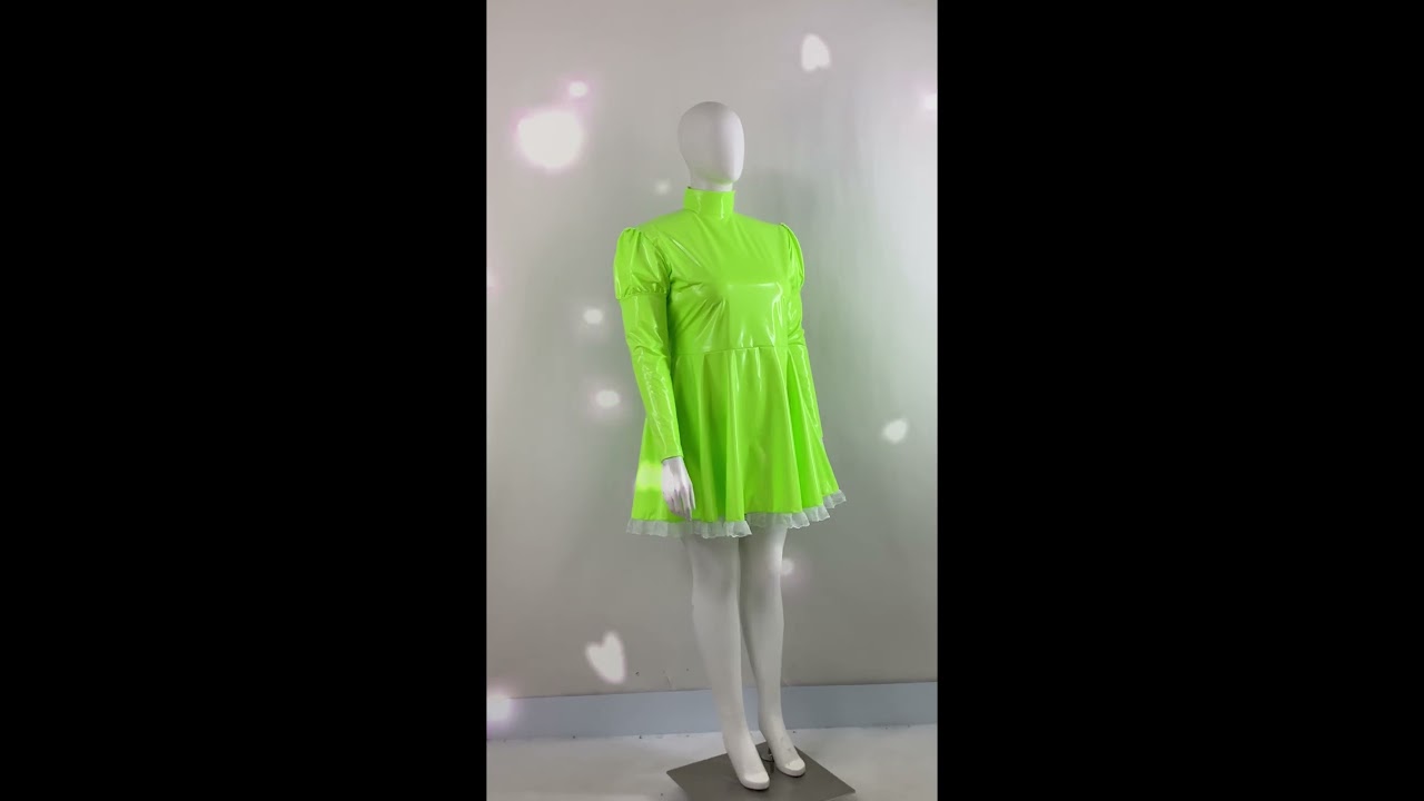Wetlook Lockable Turtleneck Puff Sleeve Mini Dress #fashion #dress #pvc #fashionstyle#style #unisex