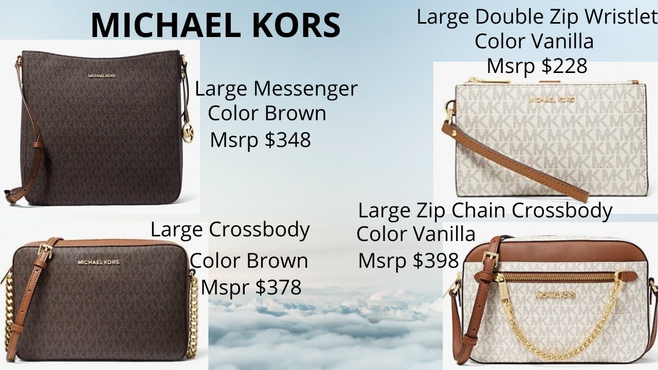 MICHAEL KORS Large messenger bag, crossbody bag, Zip chain crossbody bag, & Double zip wristlet