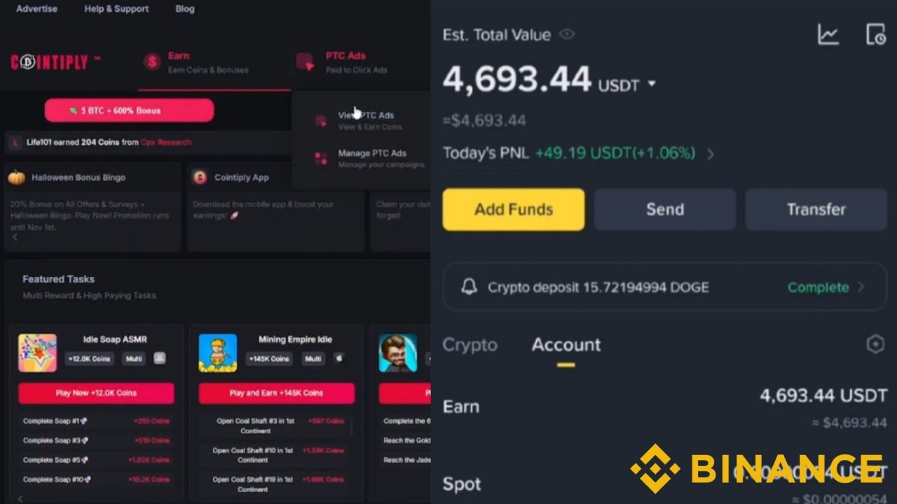 Cointiply - Earn Crypto By Watching Ads, Completing Offers & Games (Payment Proof) Binance