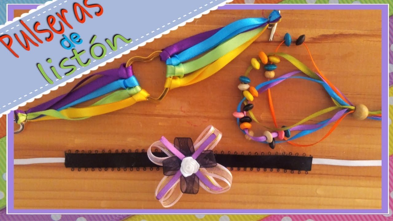 PULSERAS CON LISTONES DE COLORES - muy fácil