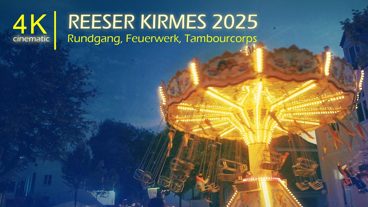 Reeser Kirmes 2025 🇩🇪 Spaziergang, Feuerwerk & Musik am Rhein | 4K