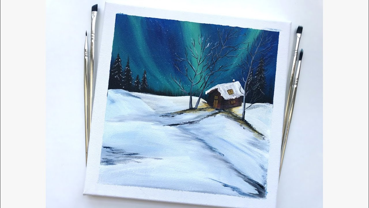 Color Challenge Week 36 | Northern Lights Painting | Aurora Acrylic Painting