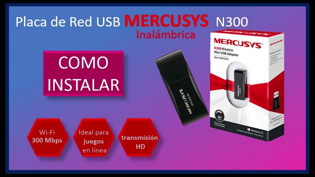 Como Instalar Adaptador de Red Inalámbrica USB ✅MERCUSYS N300✅