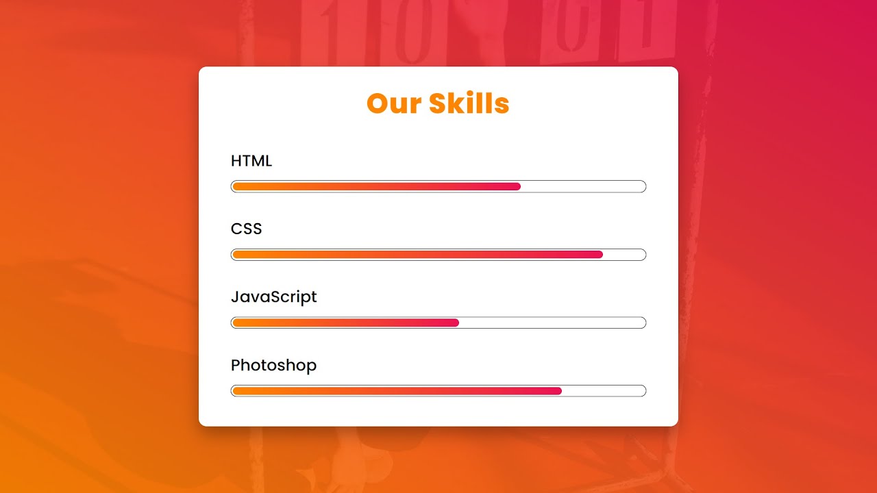 Cool Animated SKILLS Bar using Html And CSS | Skill bar animation CSS