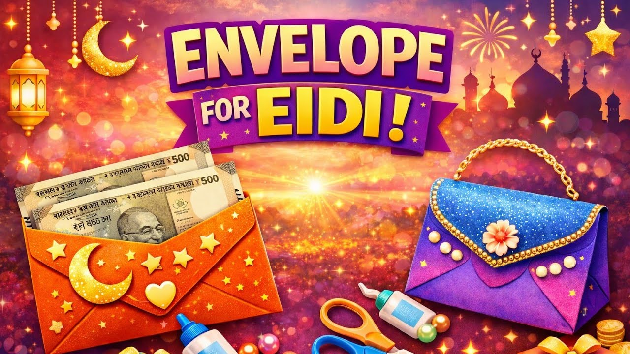Easy Eid Envelope DIY | Eid Money Envelope Making at Home🌸(Ramzan craft series part-10)