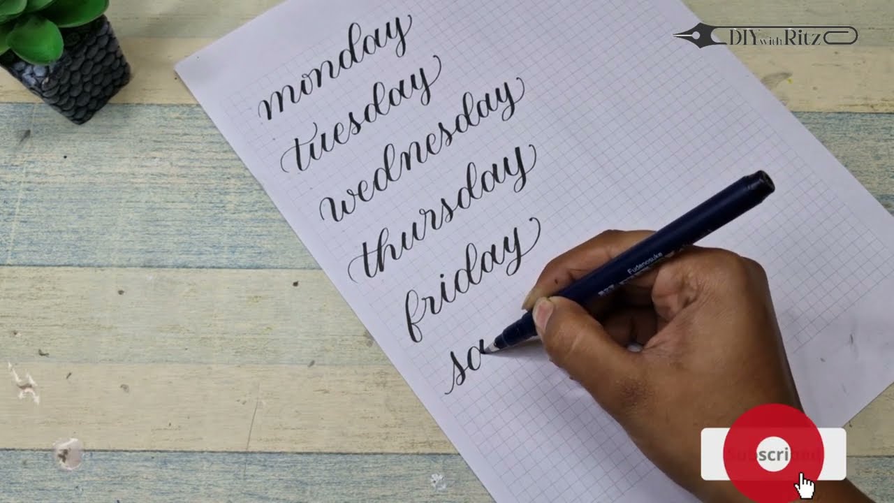 Brush Calligraphy for Beginners: Days of the Week Real-Time Guide with #diywithritz #calligraphy