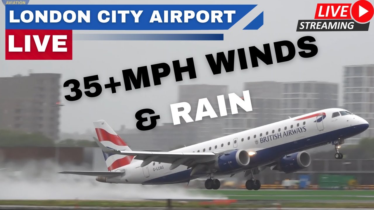 🔴WINDY London City Airport | Steep Approach & Climbs | LCY Plane Spotting 01/12/25