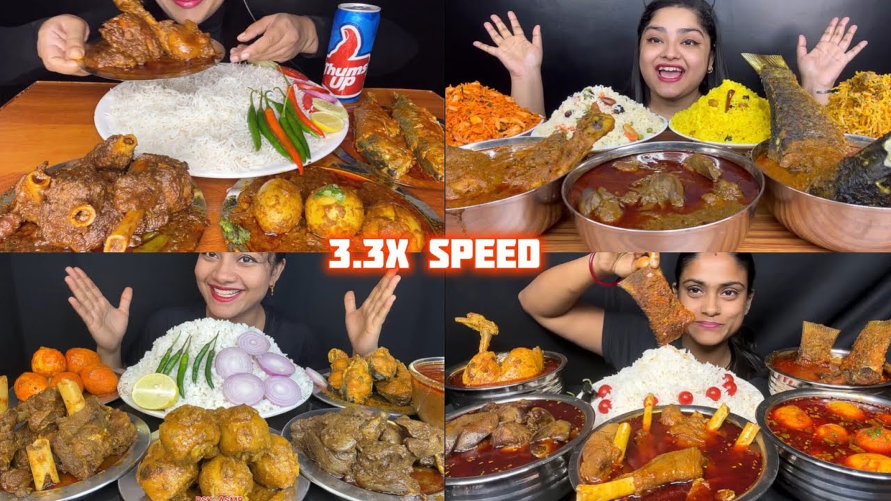 ASMR: EATING Mutton Curry eating challenge 😍😋 chicken kaleji egg curry and chicken curry Mukbang 