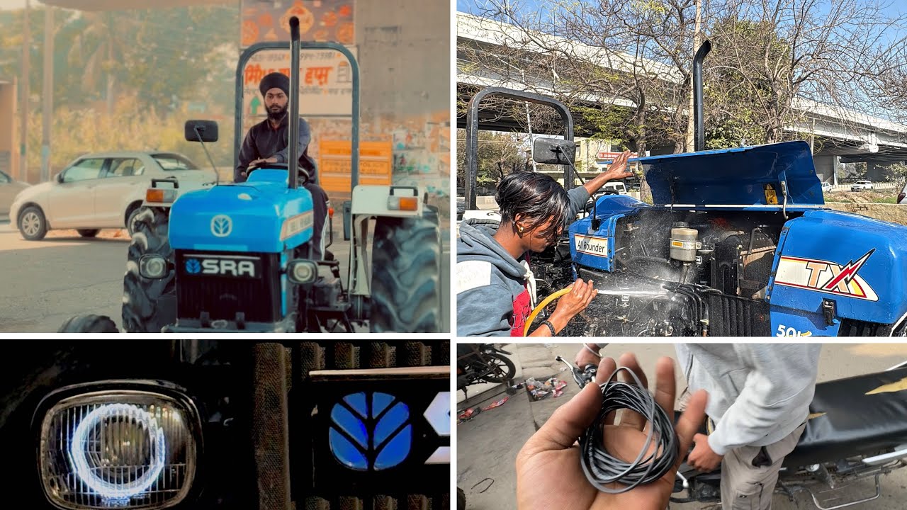 💥Tractor Dhwaaya❤️Wiring Krti Done✅Headlightan Di🐍