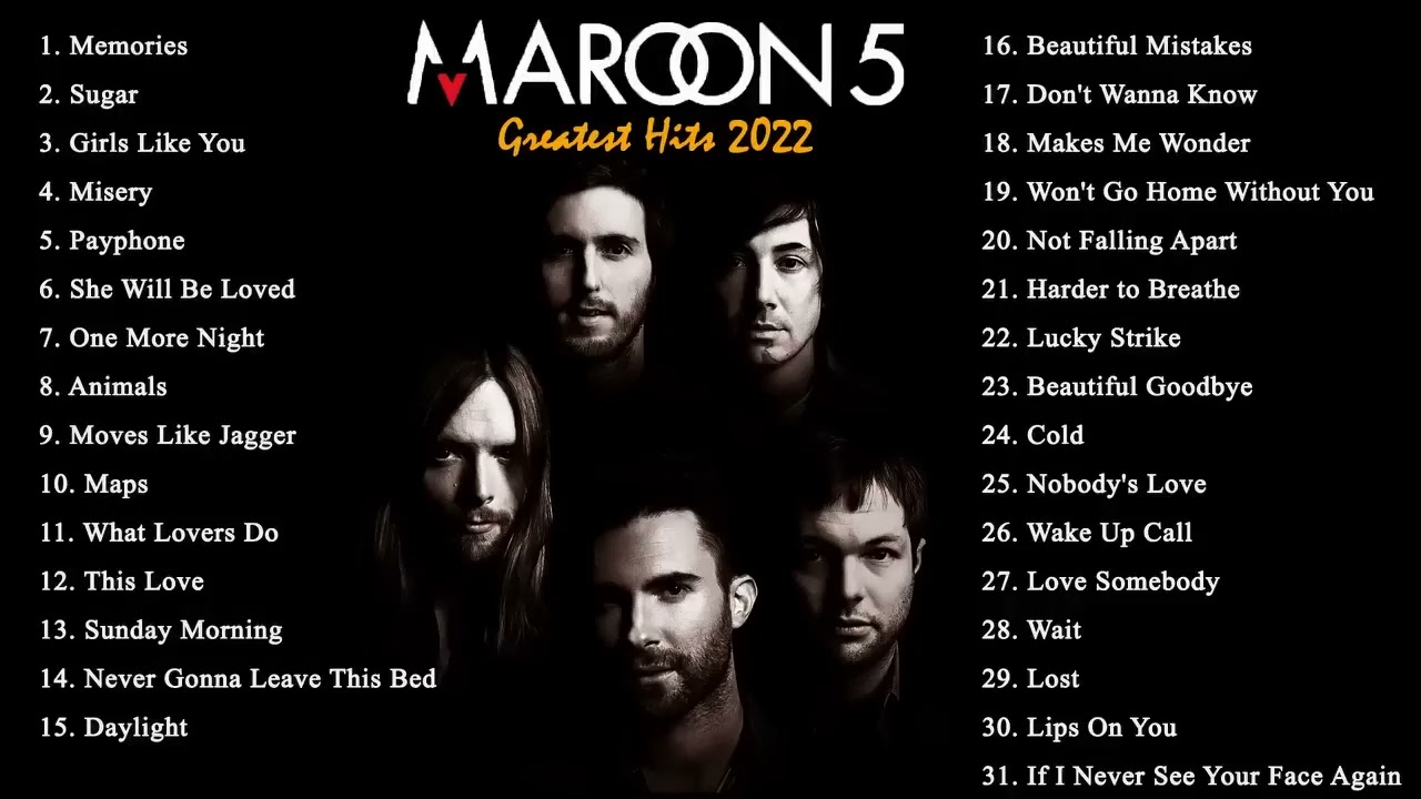 Maroon 5 マルーン5メドレー【高音質720kbps】Maroon 5 Full Album 2023
