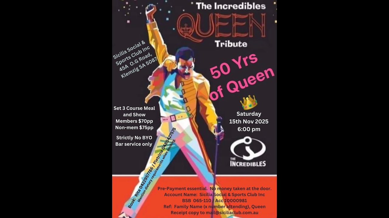 The Incredibles QUEEN Tribute LIVE at Sicilian Club