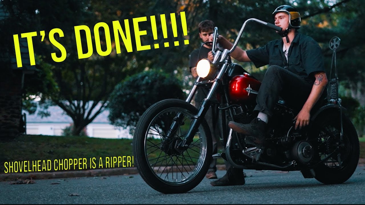 Shovelhead Chopper is DONE!!! (FIRST RIPS ON HARDTAIL FRAME)