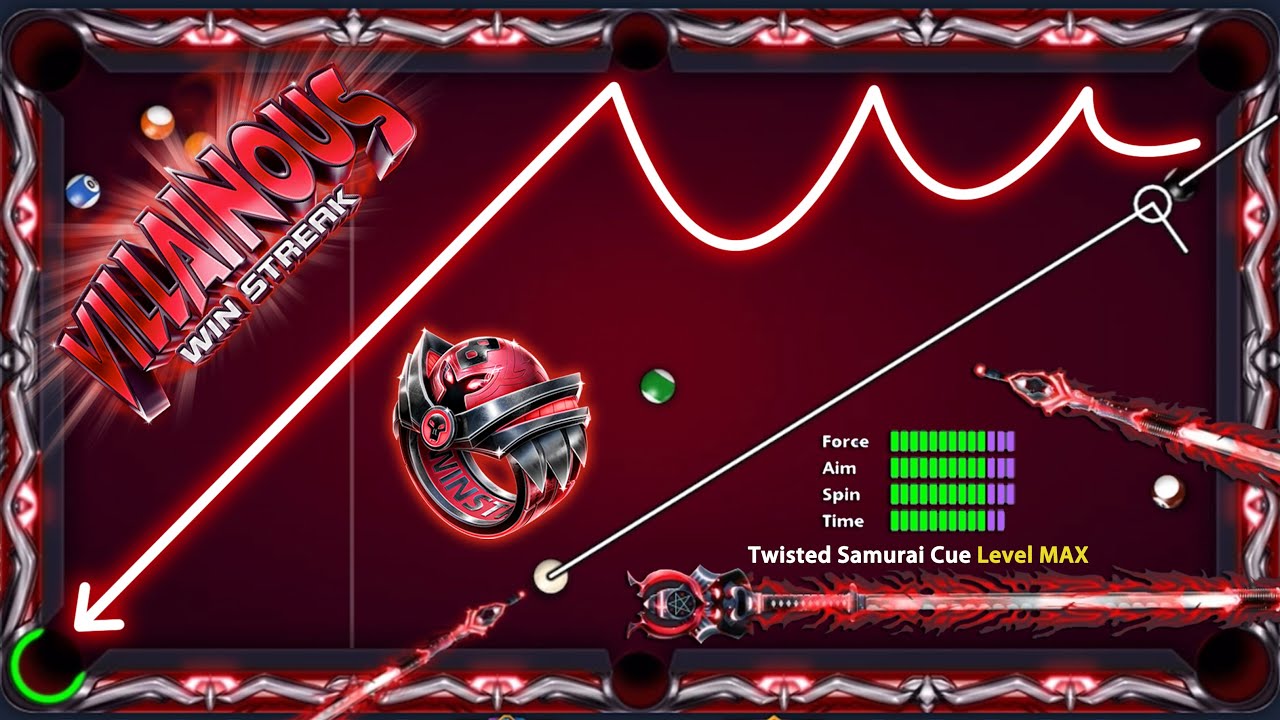 8 Ball Pool - Villainous Winstreak w TWISTED SAMURAI CUE LEVEL MAX - Ring 2 - Gaming With K