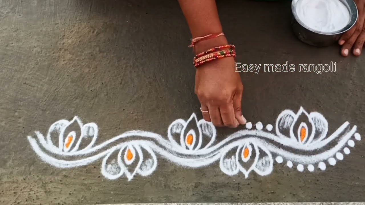 5 Simple Border rangoli designs#rangoli #sideborders#easy#muggulu#trending @easymaderangolicreations