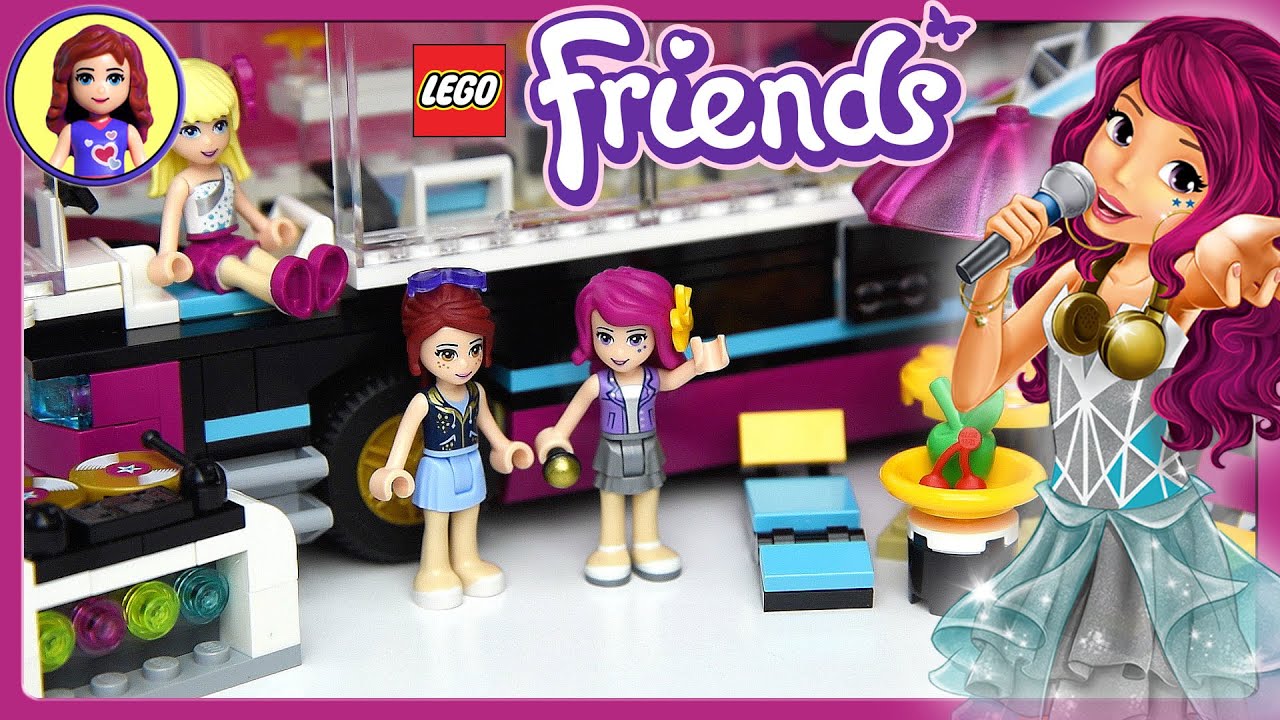 Lego Friends Pop Star Tour Bus Set Build Review and Silly Play - Kids Toys