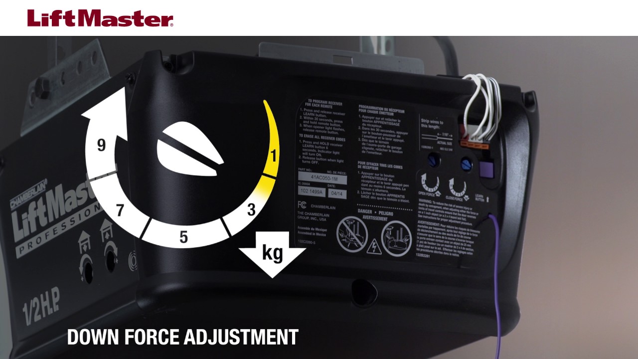 How to Adjust Force on a LiftMaster Garage Door Opener with Manual Adjustment Controls