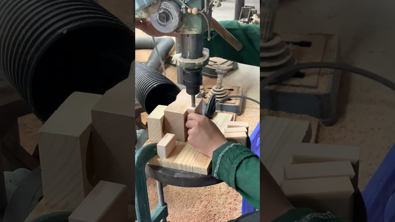 Efficient Process of Wood Hole Punching#woodfactory #woodprocessing #woodworking #ytshorts #fyp