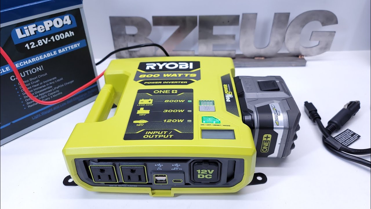 Демонстрация отказоустойчивости инвертора Ryobi (800 Вт) при работе с несколькими аккумуляторами