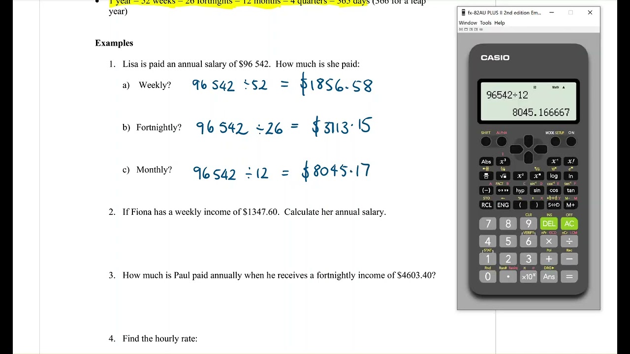 Year 8 Financial Maths 1 - Wages and Salaries