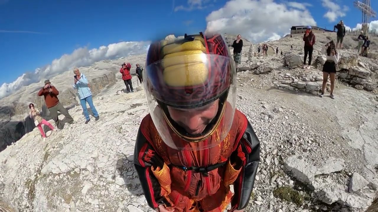 Wingsuit BASE jump at Sas Pordoi in the Dolomites - 119