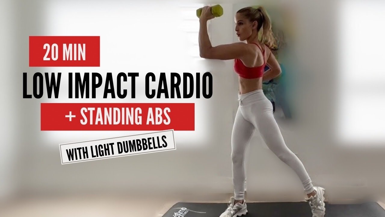 KNEE FRIENDLY Cardio + Standing Abs | With Light Dumbbells | LOW IMPACT