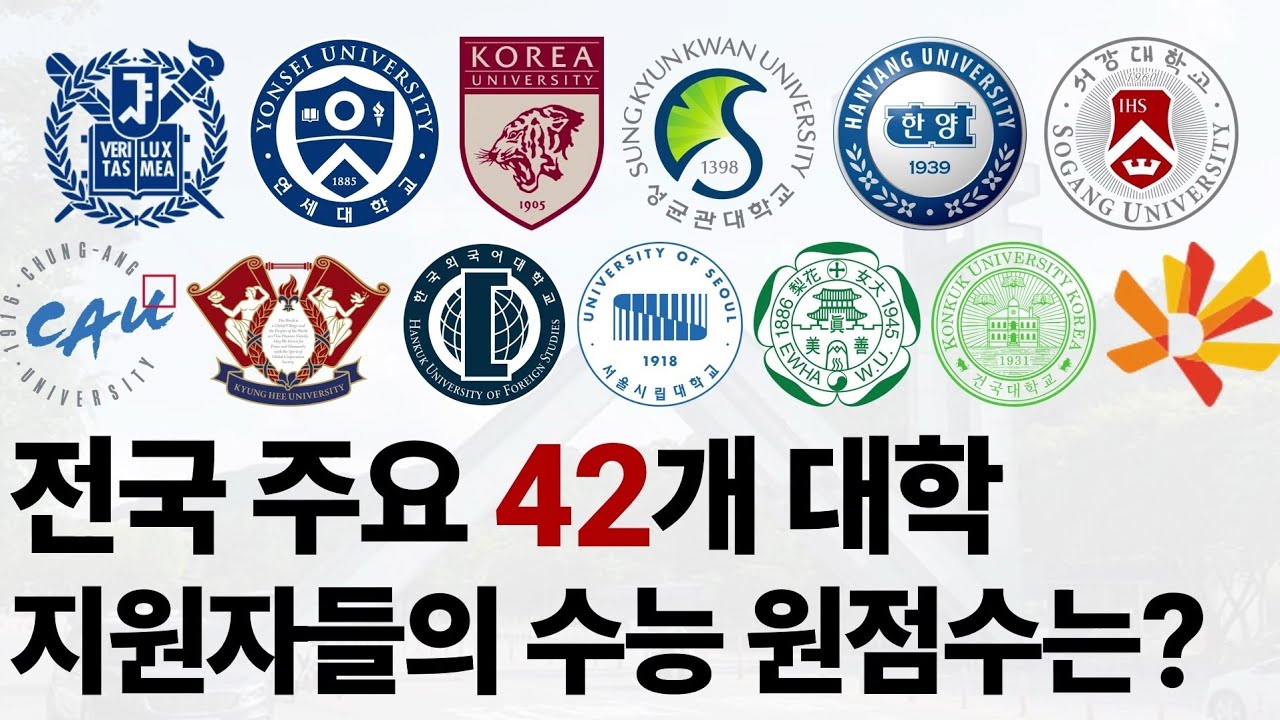 전국 42개 주요 대학 정시 지원자들의 수능 원점수 순위를 알아보자! [종로학원]