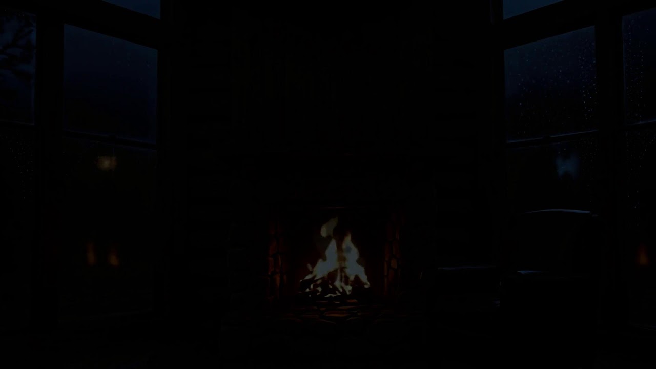 Heavy Rain Sounds with Crackling Fireplace Ambience for Better Sleep