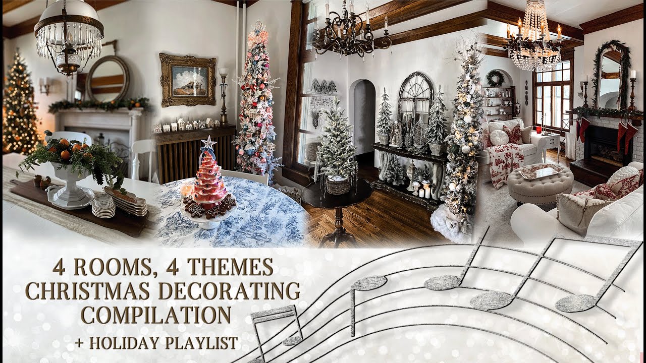 Christmas Decorating Compilation + Christmas Music Playlist - Holiday Decorating Motivation!