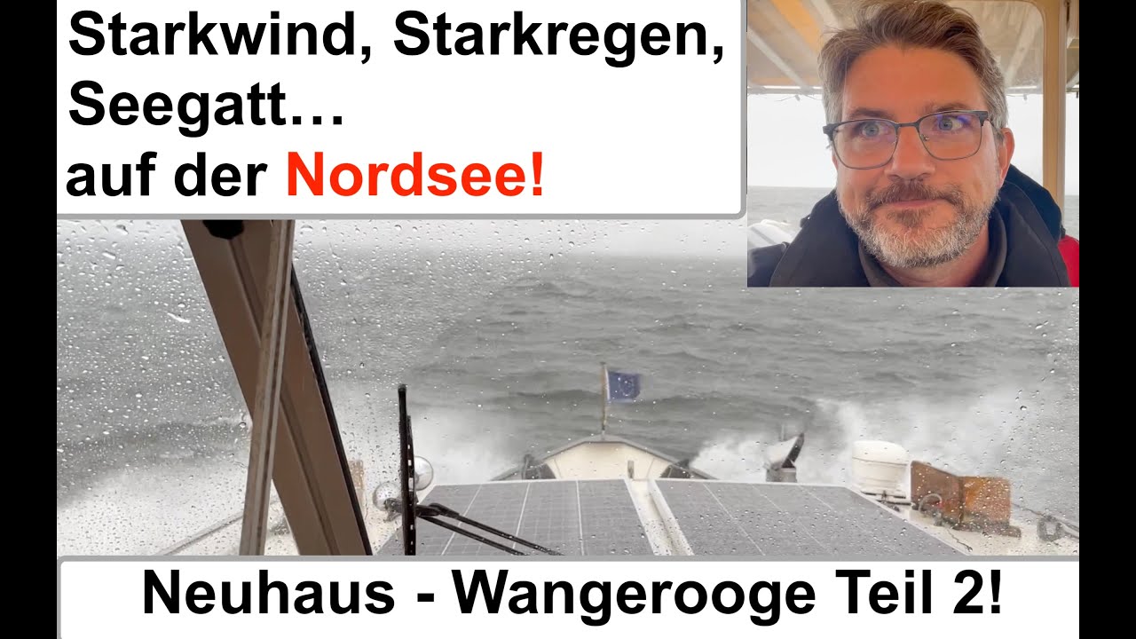NORDSEE Wind, STARKREGEN, Seegang, schnelle Dampfer, Seegatt: mit dem Boot Neuhaus - Wangerooge (2)