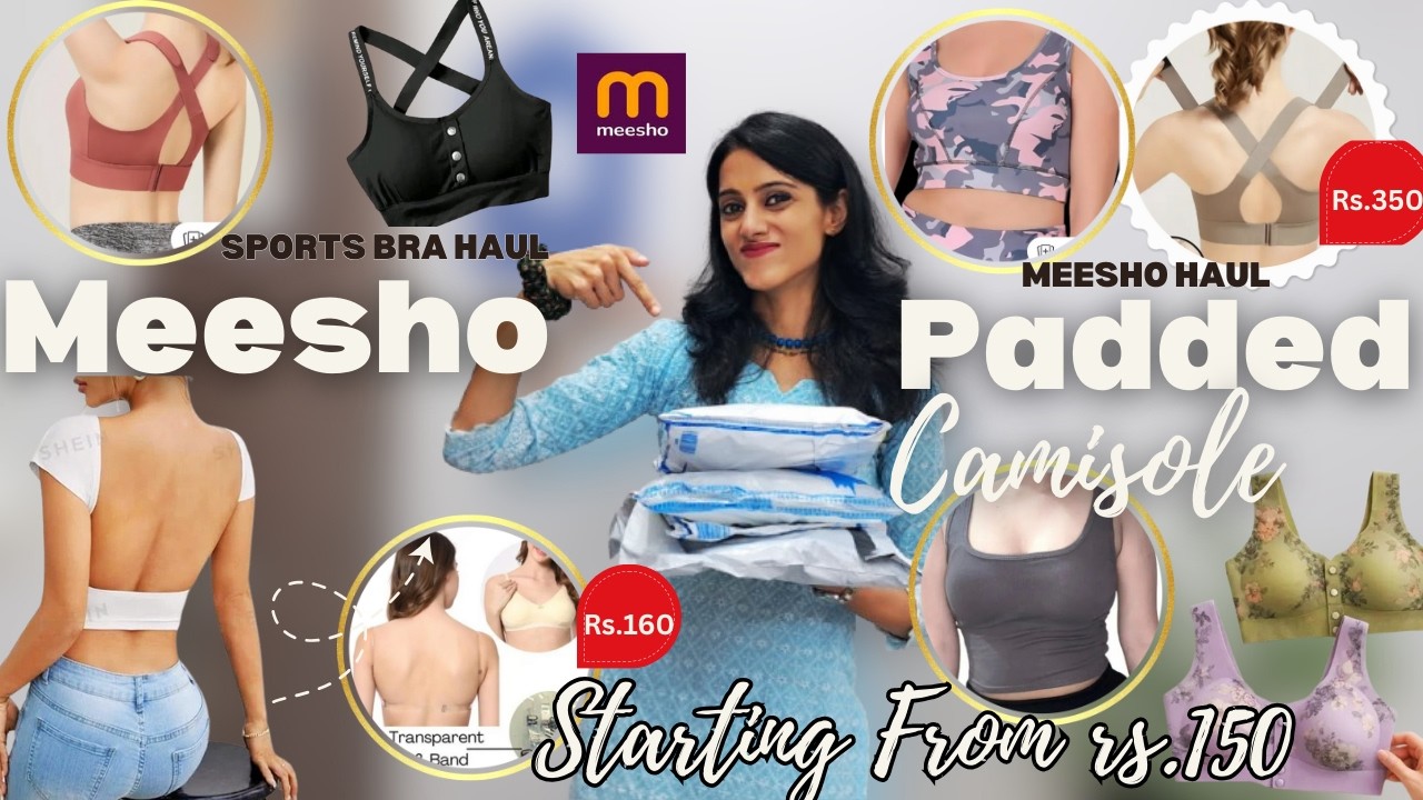 ❌️ Don't Buy Wrong Bra Meesho Sports Bra Haul | Padded Camisole, Gym Wear #meeshohaul #camisole 