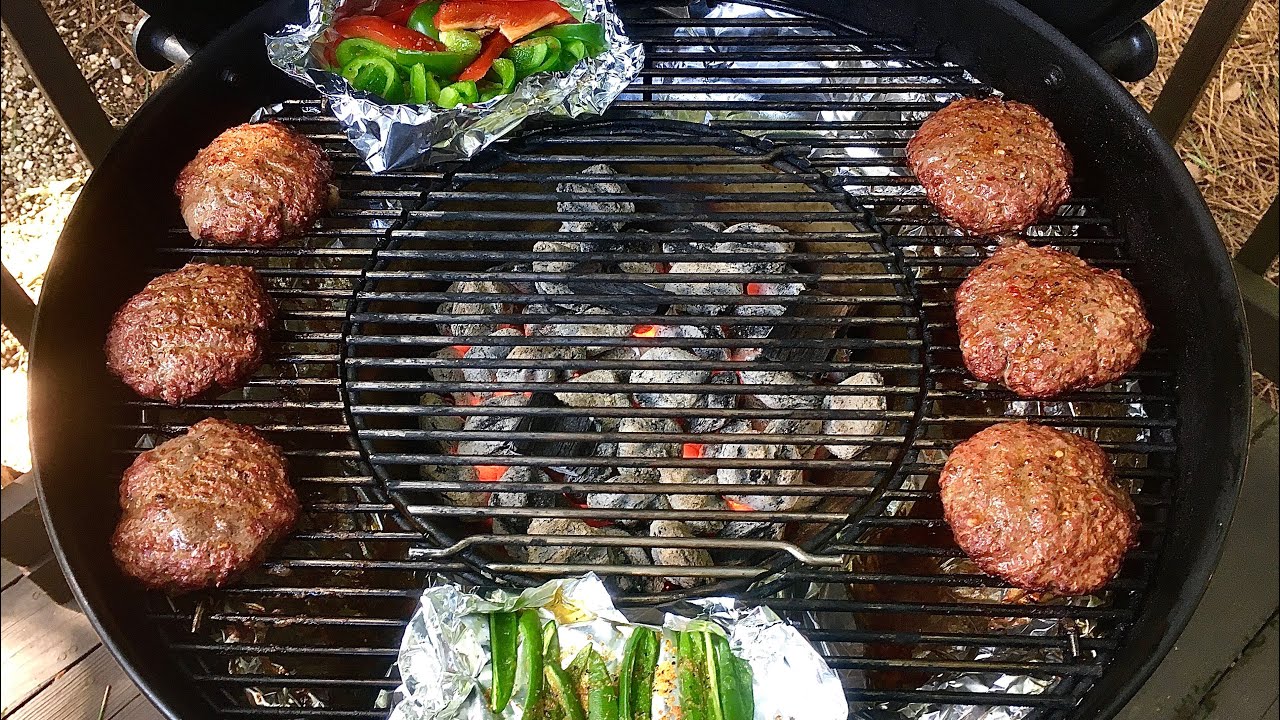 Grilled Southwest Style Cheeseburgers on the Weber Kettle