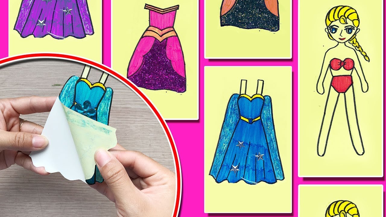 DIY STICKER, TỰ LÀM HÌNH DÁN CÔNG CHÚA ELSA THAY QUẦN ÁO - DIY Sticker dolly dressing (Chim Xinh)